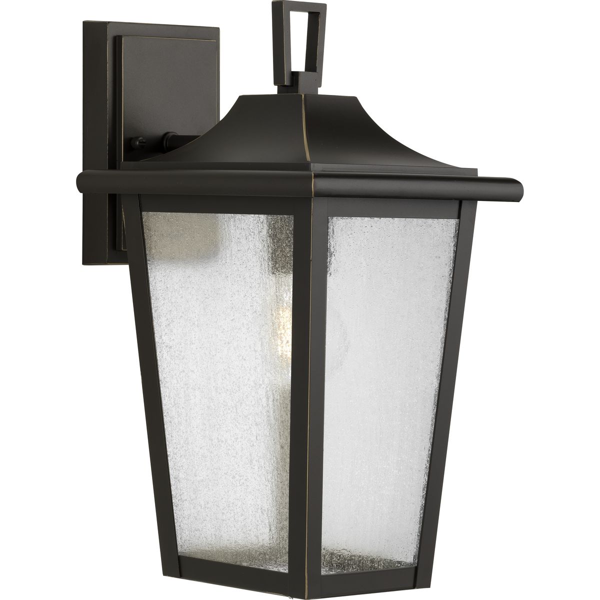 PROGRESS LIGHTING P560308-020 Antique Bronze Padgett Collection One-Light Transitional Antique Bronze Clear Seeded Glass Outdoor Wall Lantern