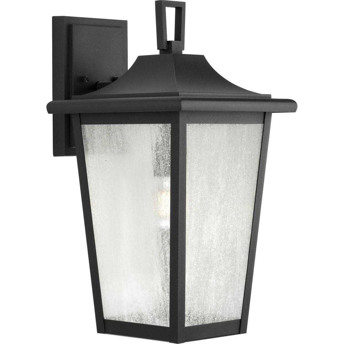 PROGRESS LIGHTING P560309-031 Textured Black Padgett Collection One-Light Transitional Textured Black Clear Seeded Glass Outdoor Wall Lantern