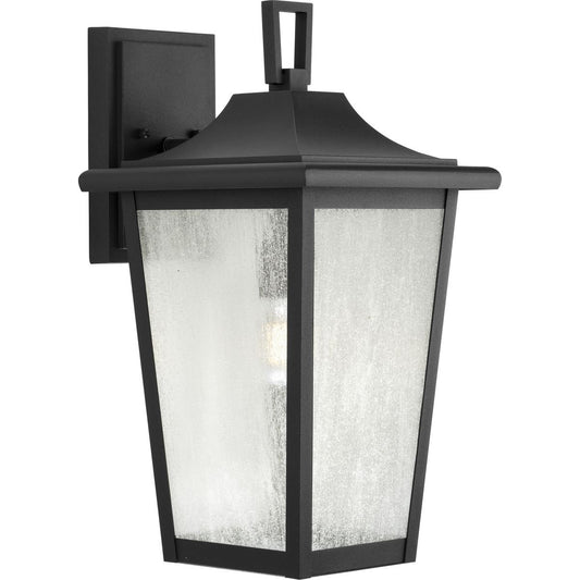 PROGRESS LIGHTING P560309-031 Textured Black Padgett Collection One-Light Transitional Textured Black Clear Seeded Glass Outdoor Wall Lantern