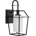 PROGRESS LIGHTING P560313-031 Textured Black Chilton Collection One-Light New Traditional Textured Black Etched Opal Glass Outdoor Wall Lantern