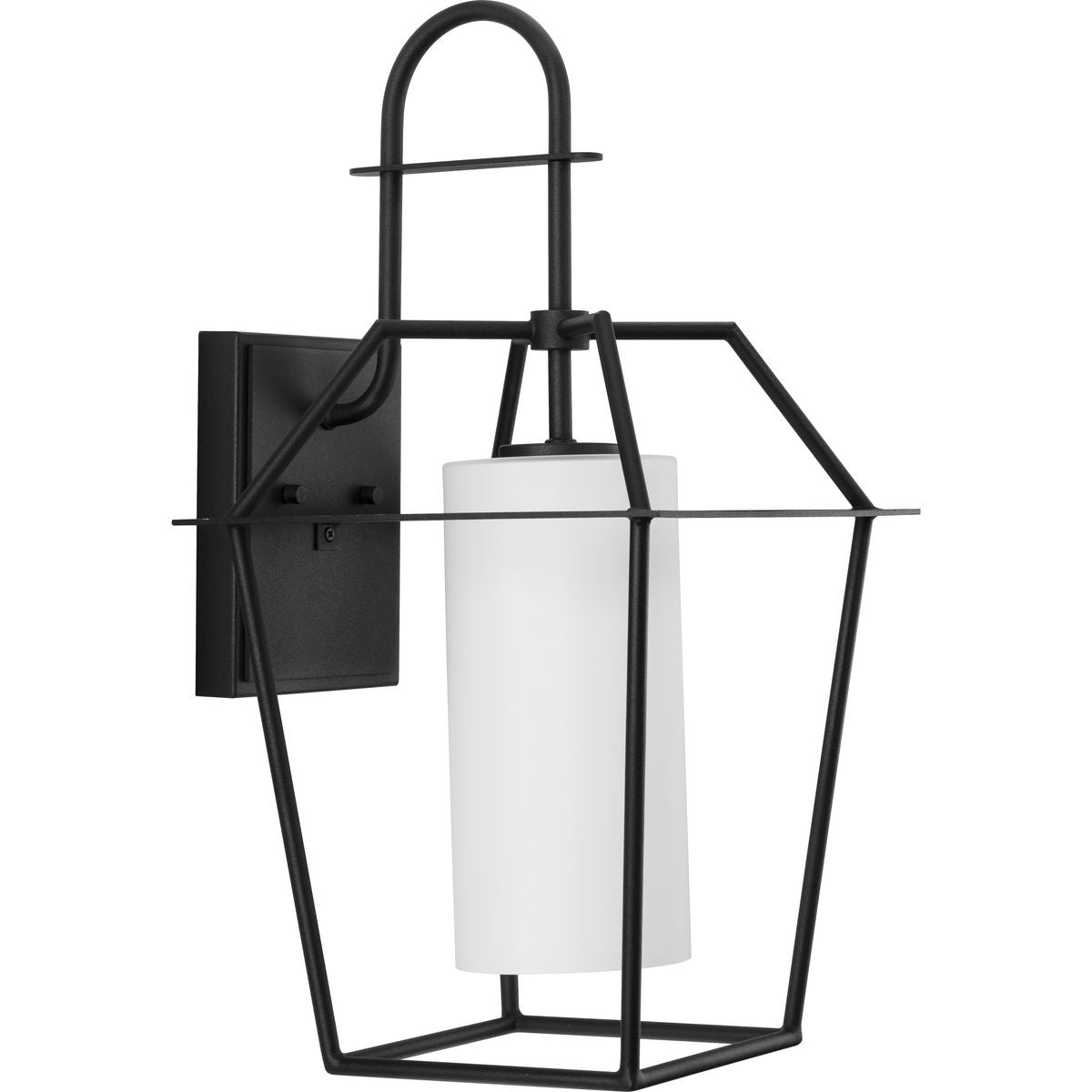 PROGRESS LIGHTING P560315-031 Textured Black Chilton Collection One-Light New Traditional Textured Black Etched Opal Glass Outdoor Wall Lantern