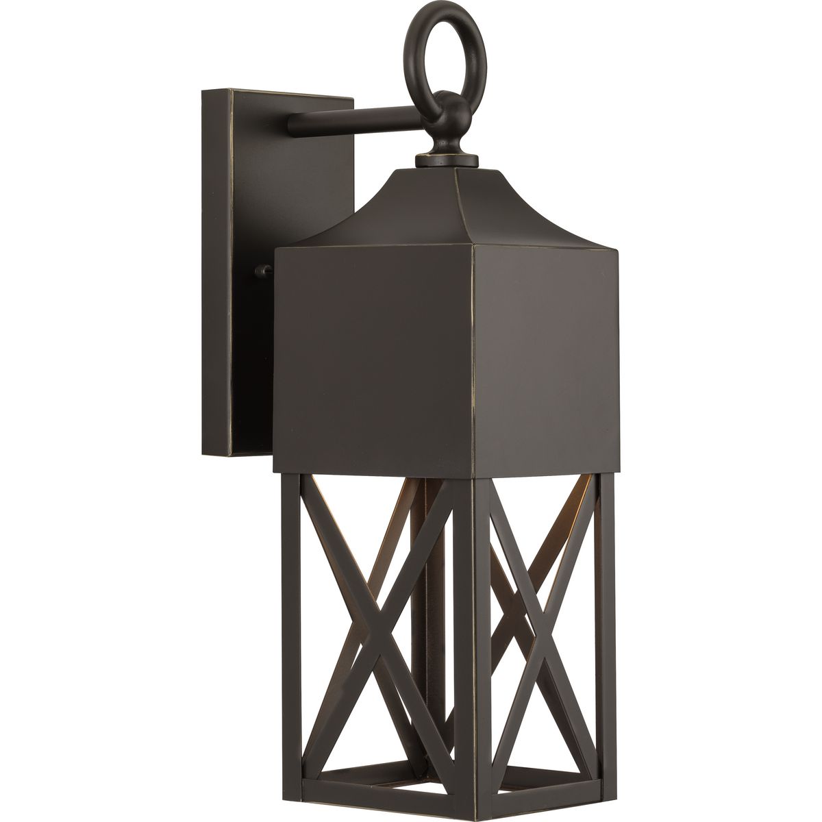 PROGRESS LIGHTING P560316-020 Antique Bronze Birkdale Collection One-Light Modern Farmhouse Antique Bronze Outdoor Wall Lantern