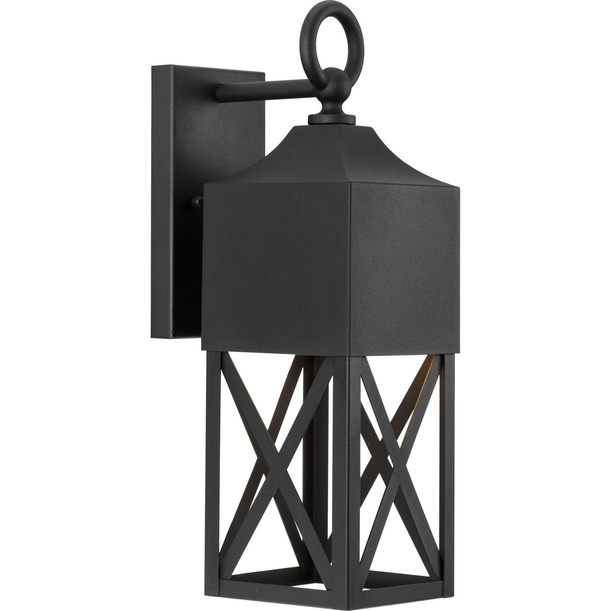 PROGRESS LIGHTING P560316-031 Textured Black Birkdale Collection One-Light Modern Farmhouse Textured Black Outdoor Wall Lantern