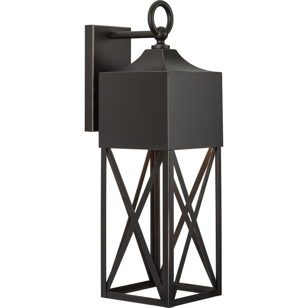 PROGRESS LIGHTING P560317-020 Antique Bronze Birkdale Collection One-Light Modern Farmhouse Antique Bronze Outdoor Wall Lantern