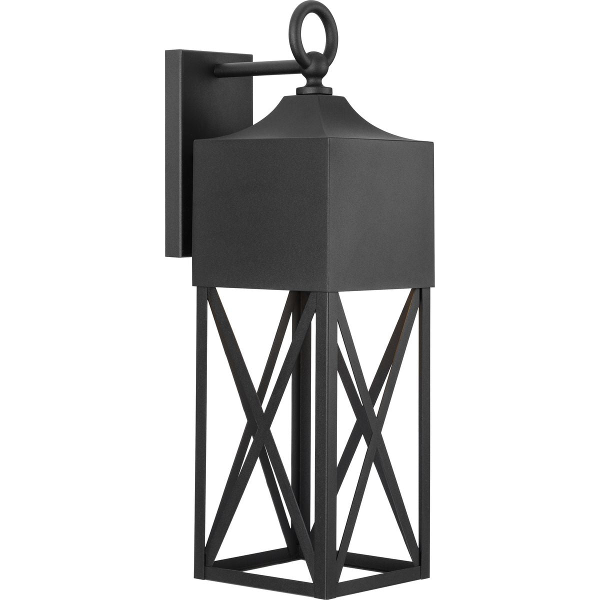 PROGRESS LIGHTING P560317-031 Textured Black Birkdale Collection One-Light Modern Farmhouse Textured Black Outdoor Wall Lantern