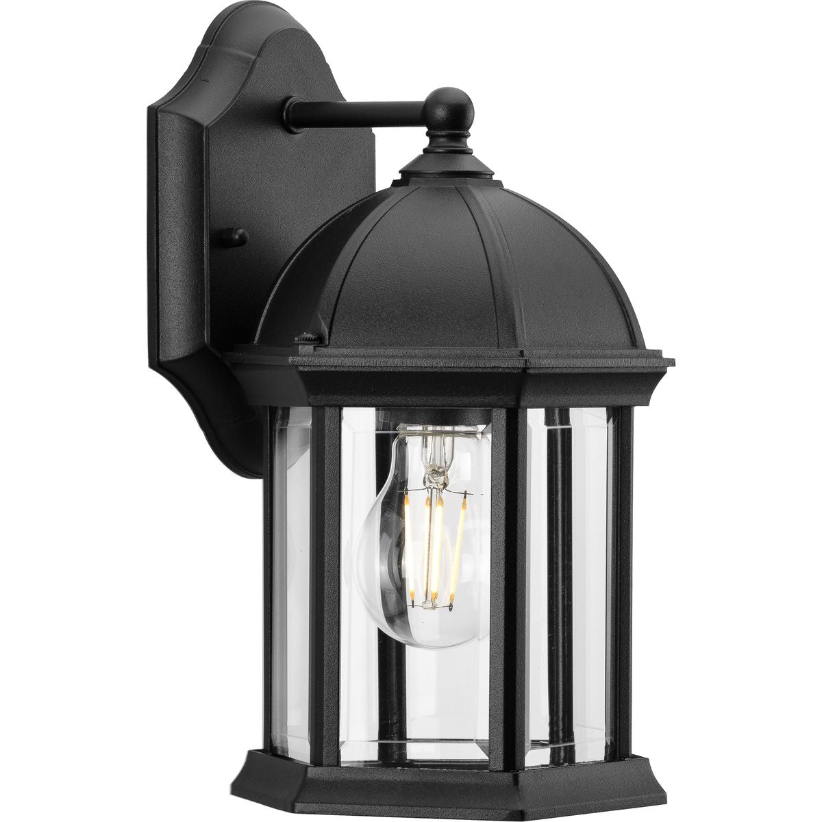 PROGRESS LIGHTING P560321-031 Textured Black Dillard Collection One-Light Traditional Textured Black Clear Glass Outdoor Wall Lantern