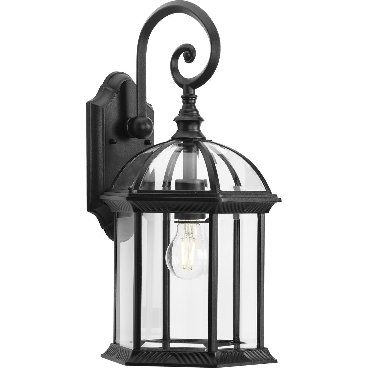 PROGRESS LIGHTING P560323-031 Textured Black Dillard Collection One-Light Traditional Textured Black Clear Glass Outdoor Wall Lantern