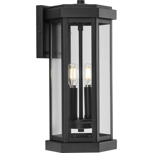 PROGRESS LIGHTING P560338-031 Textured Black Ramsey Collection Textured Black Modern Farmhouse Outdoor Medium Wall Lantern