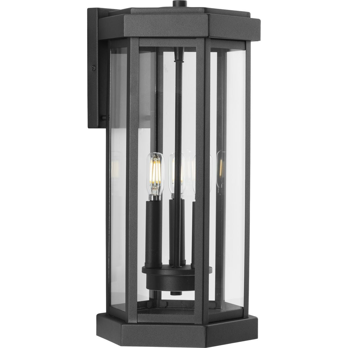 PROGRESS LIGHTING P560339-031 Textured Black Ramsey Collection Textured Black Modern Farmhouse Outdoor Large Wall Lantern
