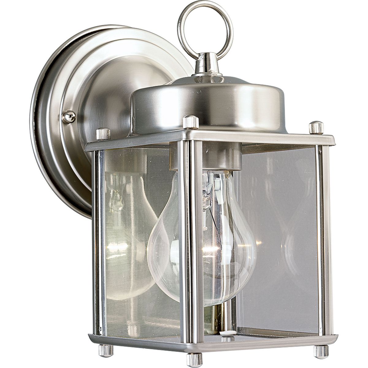 PROGRESS LIGHTING P5607-09 Brushed Nickel Flat Glass Lantern One-Light Wall Lantern