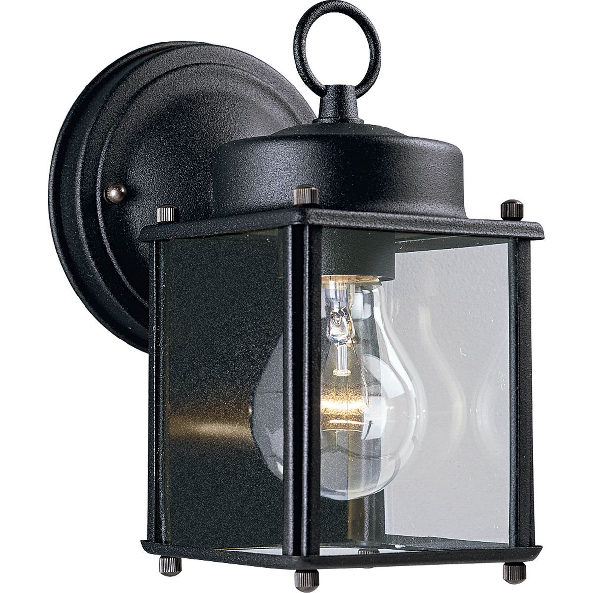 PROGRESS LIGHTING P5607-31 Textured Black Flat Glass Lantern One-Light Wall Lantern