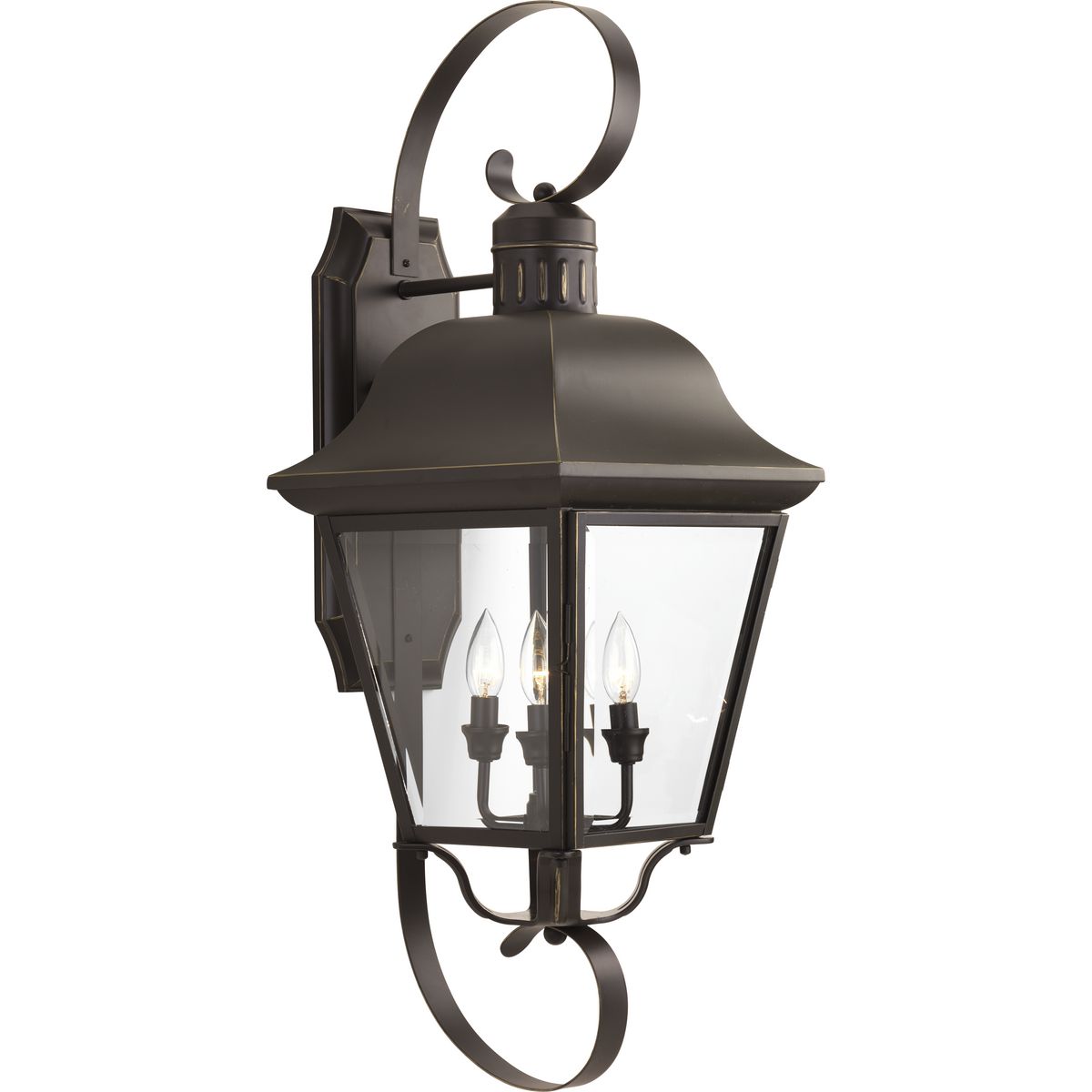 PROGRESS LIGHTING P5627-20 Antique Bronze Andover Collection Four-Light Extra-Large Wall Lantern