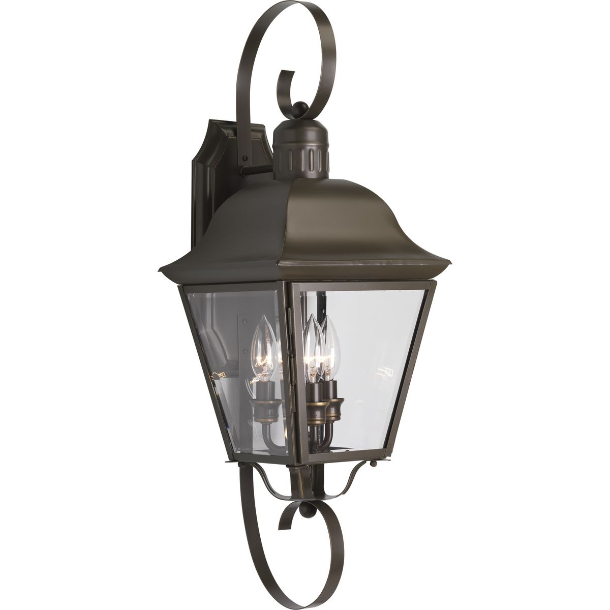 PROGRESS LIGHTING P5689-20 Antique Bronze Andover Collection Three-Light Large Wall Lantern