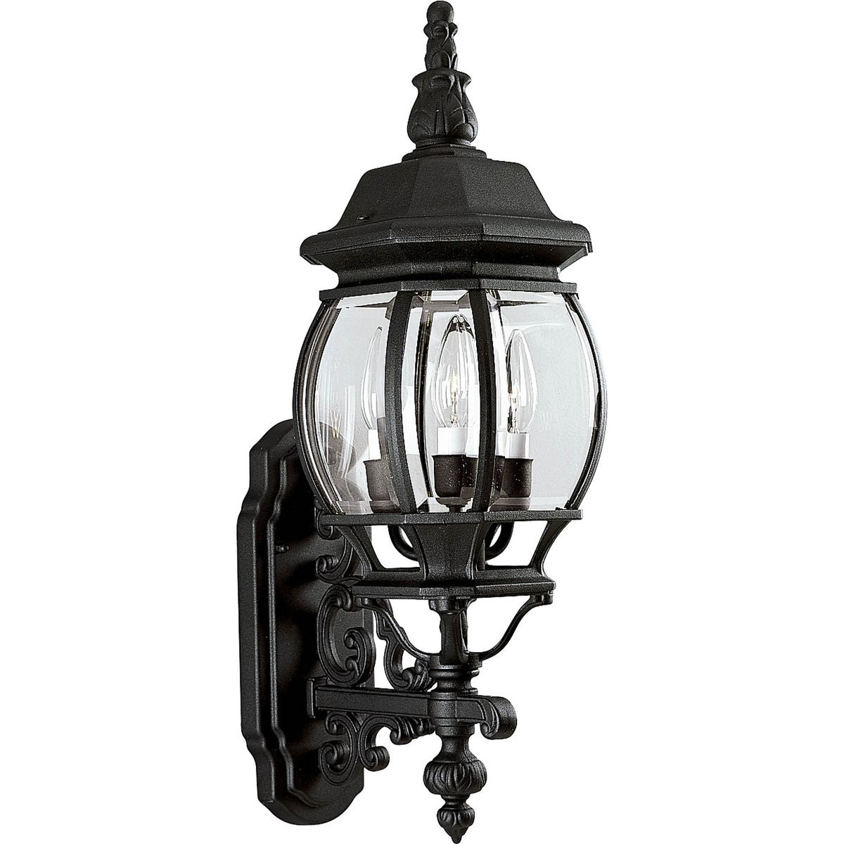 PROGRESS LIGHTING P5700-31 Textured Black Onion Lantern Collection Three-Light Wall Lantern