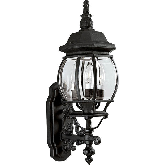 PROGRESS LIGHTING P5700-31 Textured Black Onion Lantern Collection Three-Light Wall Lantern
