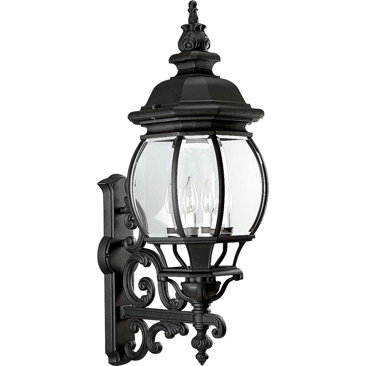 PROGRESS LIGHTING P5701-31 Textured Black Onion Lantern Collection Four-Light Wall Lantern