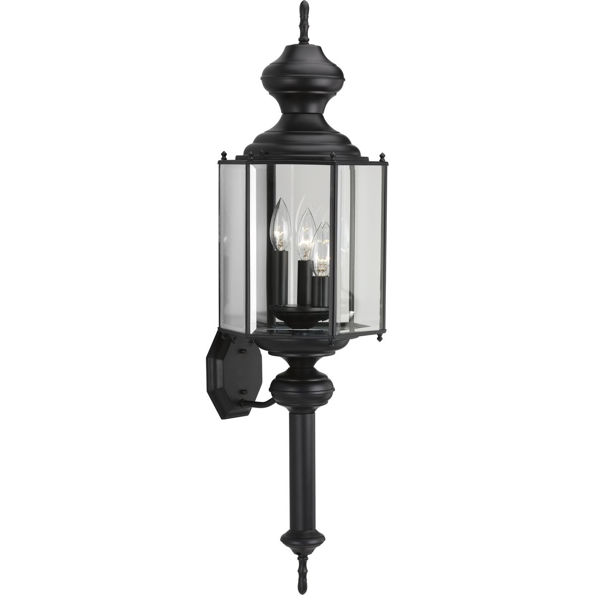 PROGRESS LIGHTING P5731-31 Matte Black Carriage Classics Collection Three-Light Wall Lantern