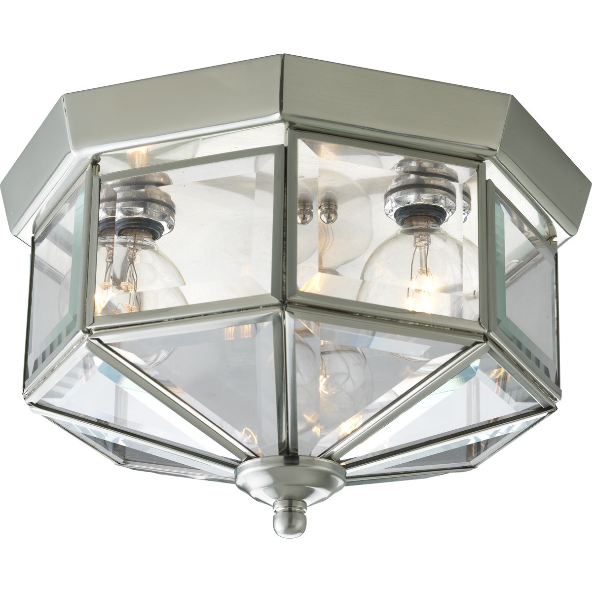 PROGRESS LIGHTING P5788-09 Brushed Nickel Three-Light Beveled Glass 9-3/4" Close-to-Ceiling