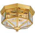 PROGRESS LIGHTING P5788-10 Polished Brass Three-Light Beveled Glass 9-3/4" Close-to-Ceiling