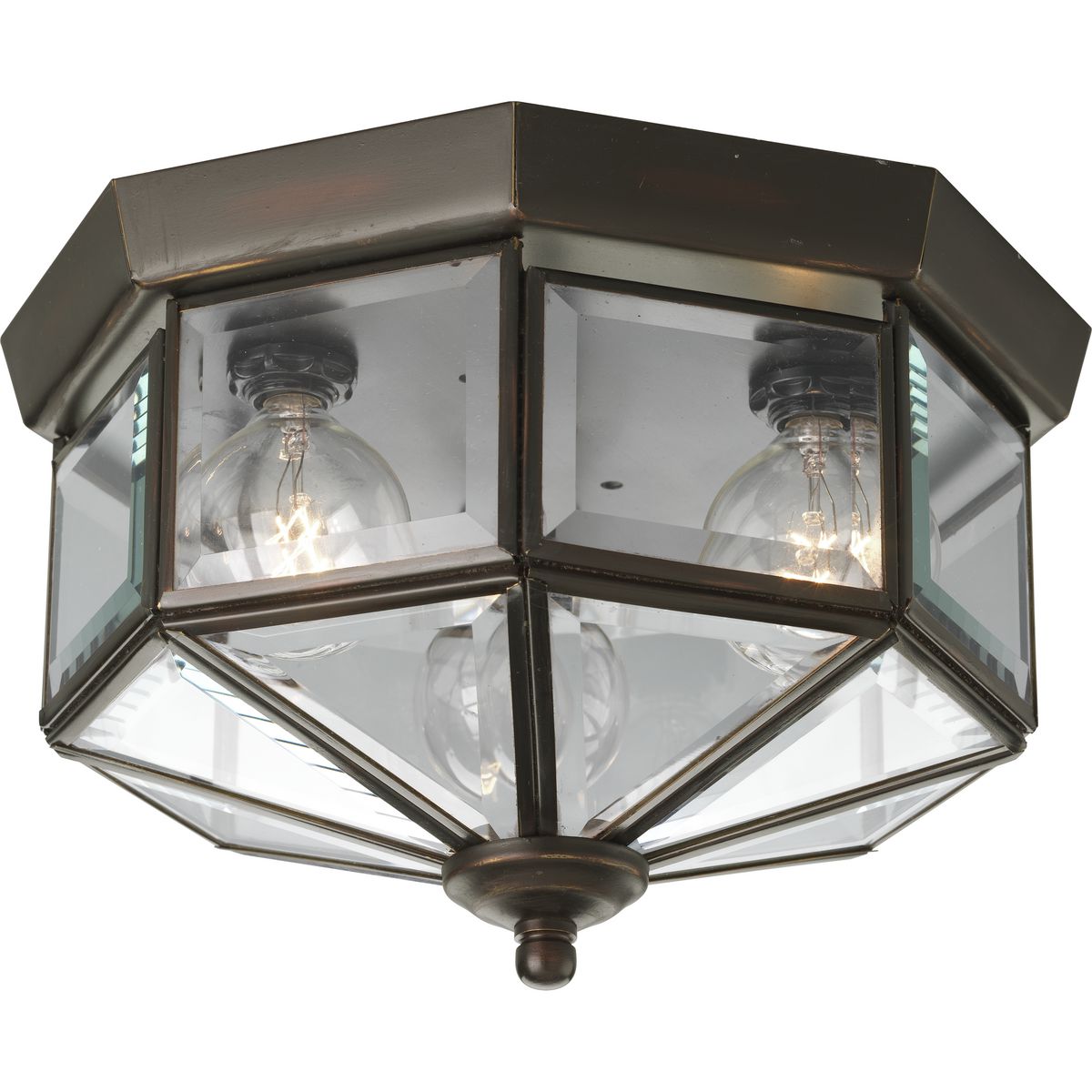 PROGRESS LIGHTING P5788-20 Antique Bronze Three-Light Beveled Glass 9-3/4" Close-to-Ceiling
