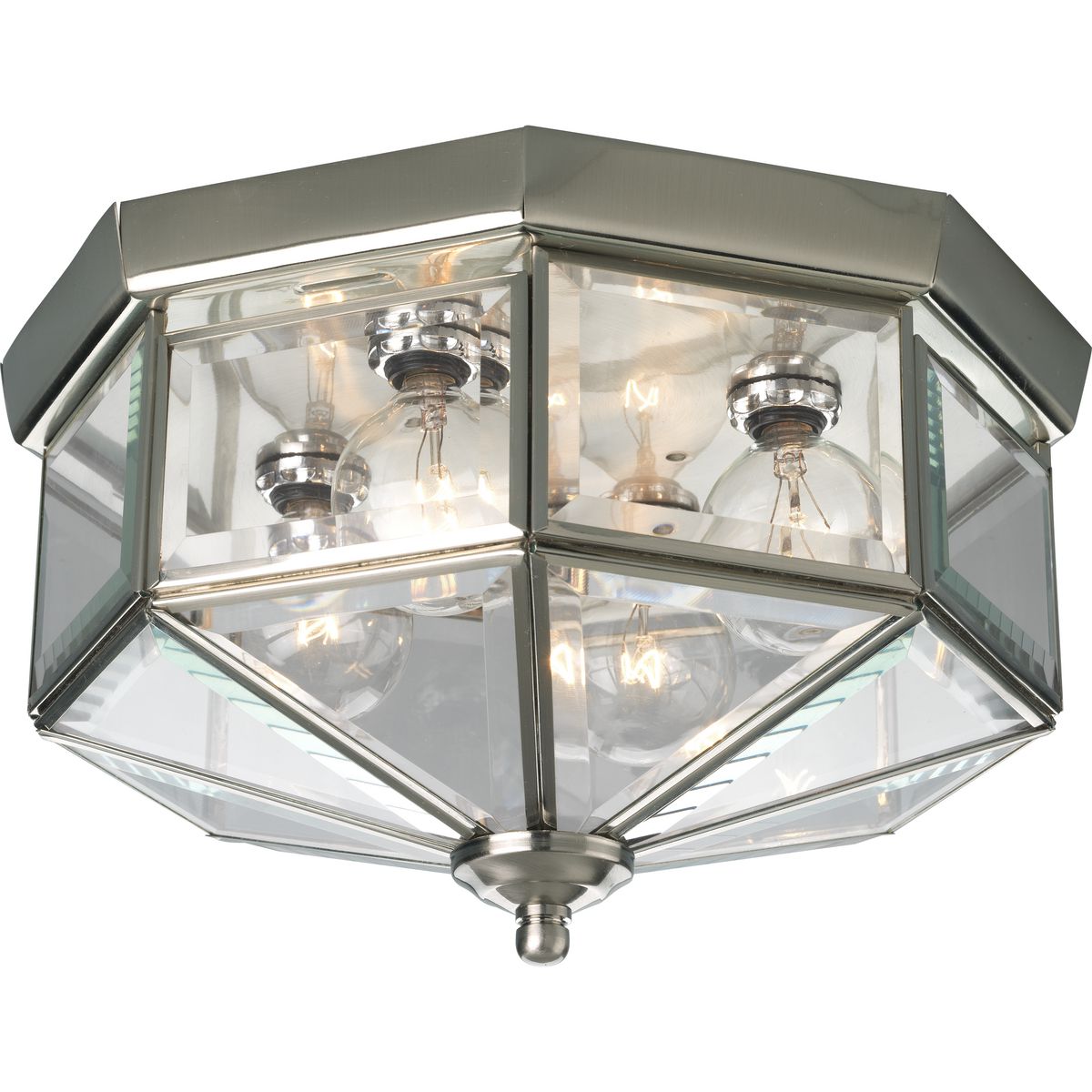 PROGRESS LIGHTING P5789-09 Brushed Nickel Four-Light Beveled Glass 11-1/8" Close-to-Ceiling