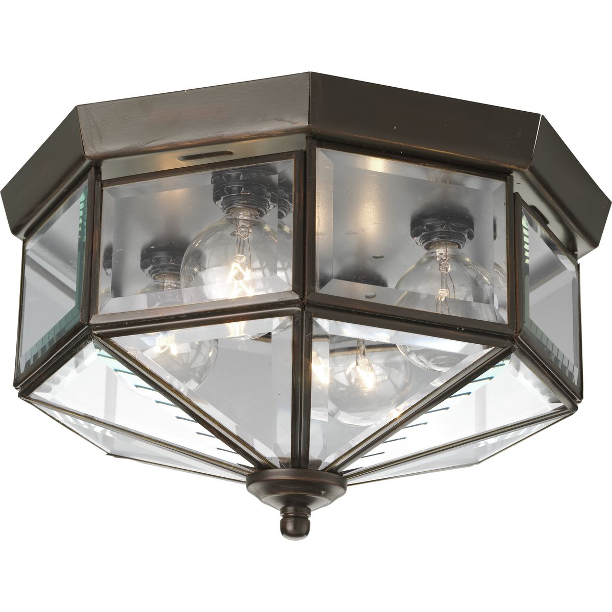 PROGRESS LIGHTING P5789-20 Antique Bronze Four-Light Beveled Glass 11-1/8" Close-to-Ceiling