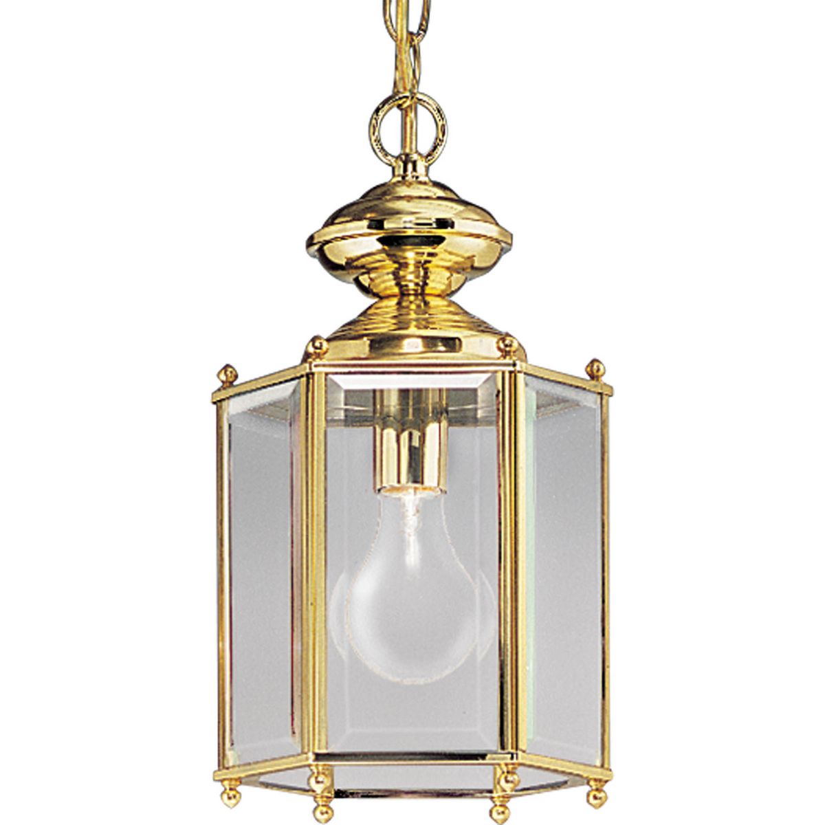 PROGRESS LIGHTING P5834-10 Polished Brass One-Light Beveled Glass 7-1/8" Close-to-Ceiling