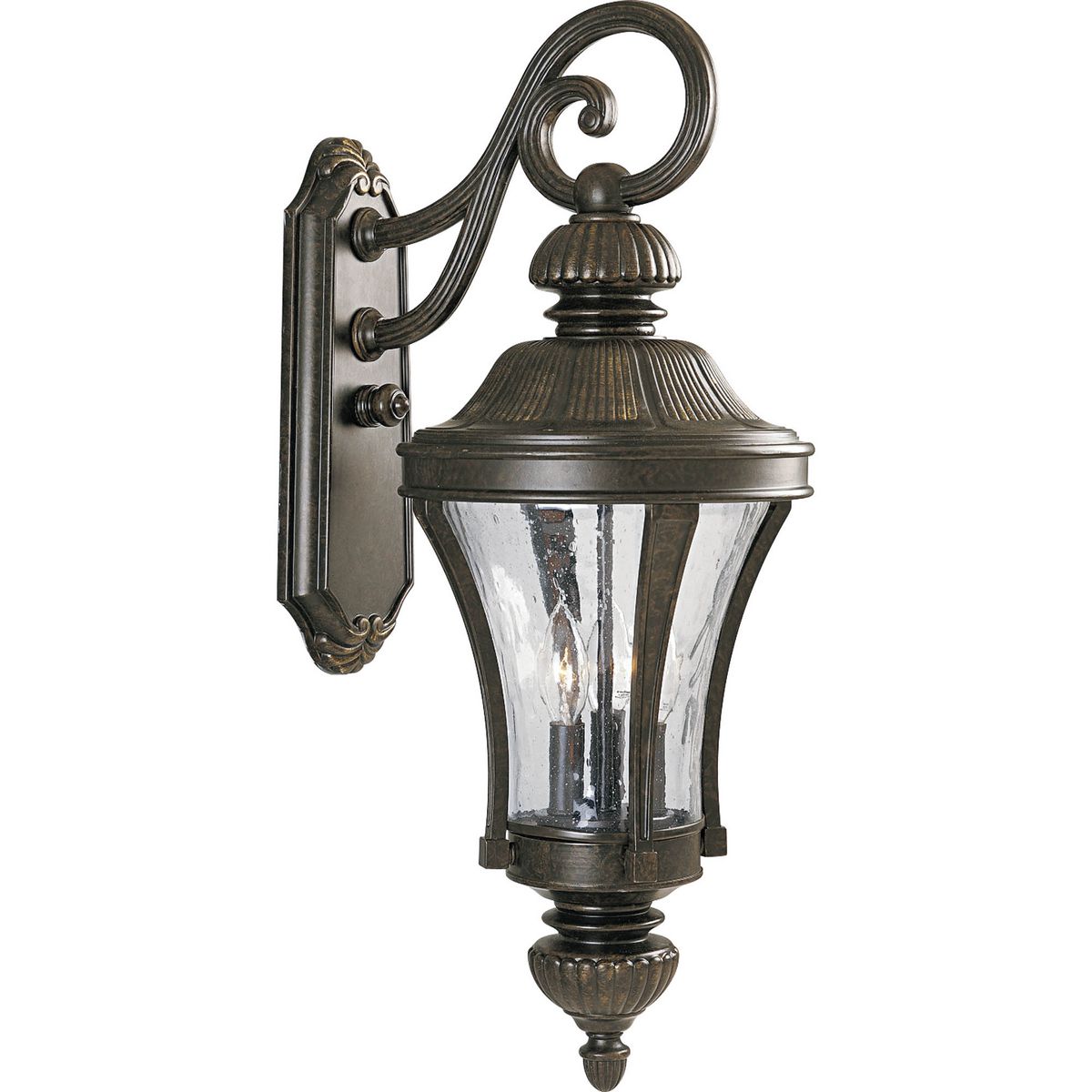 PROGRESS LIGHTING P5837-77 Forged Bronze Nottington Collection Three-Light Large Wall Lantern