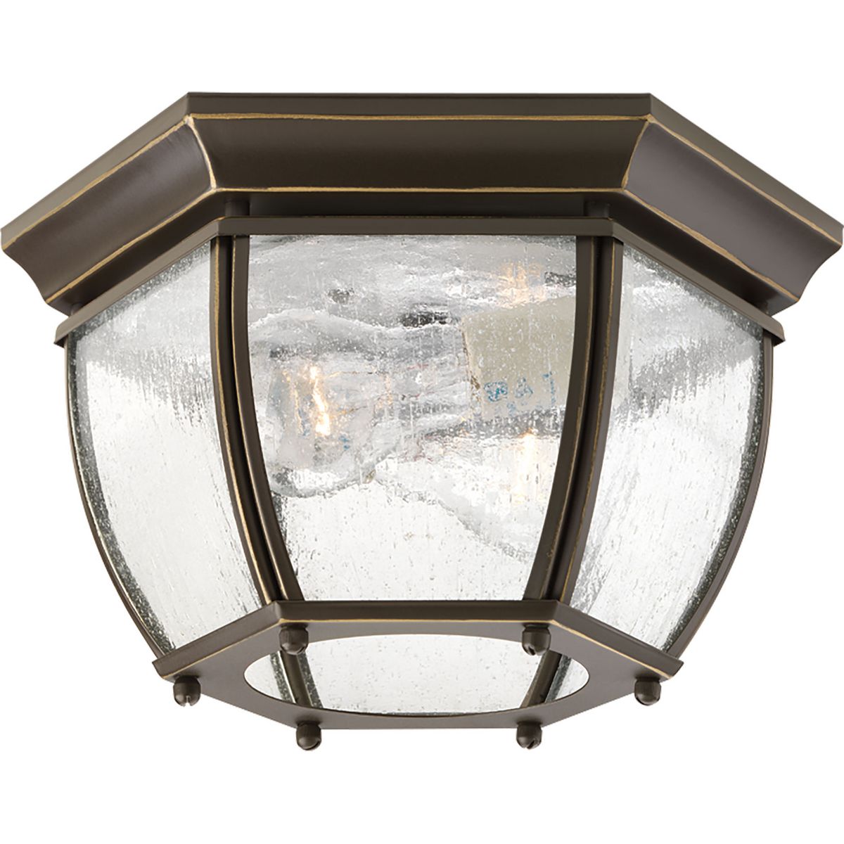 PROGRESS LIGHTING P6019-20 Antique Bronze Roman Coach Collection Two-Light 11" Flush Mount
