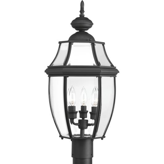 PROGRESS LIGHTING P6433-31 Textured Black New Haven Collection Three-Light Post Lantern