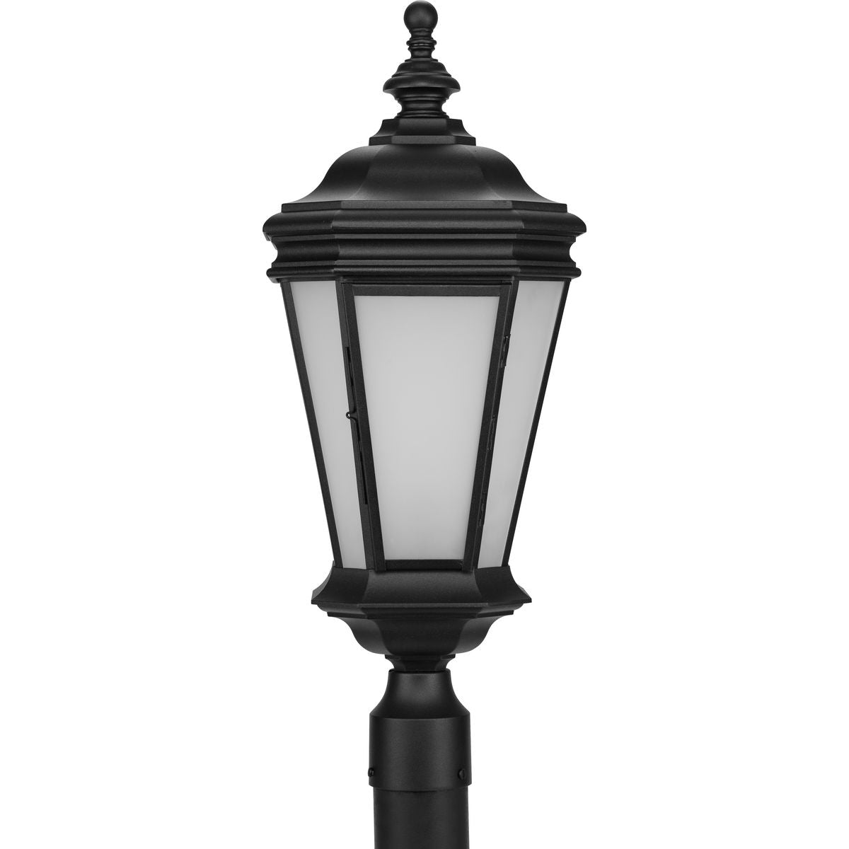 PROGRESS LIGHTING P6440-31MD Textured Black Crawford Collection One-Light Traditional Textured Black Etched Glass Outdoor Post Light