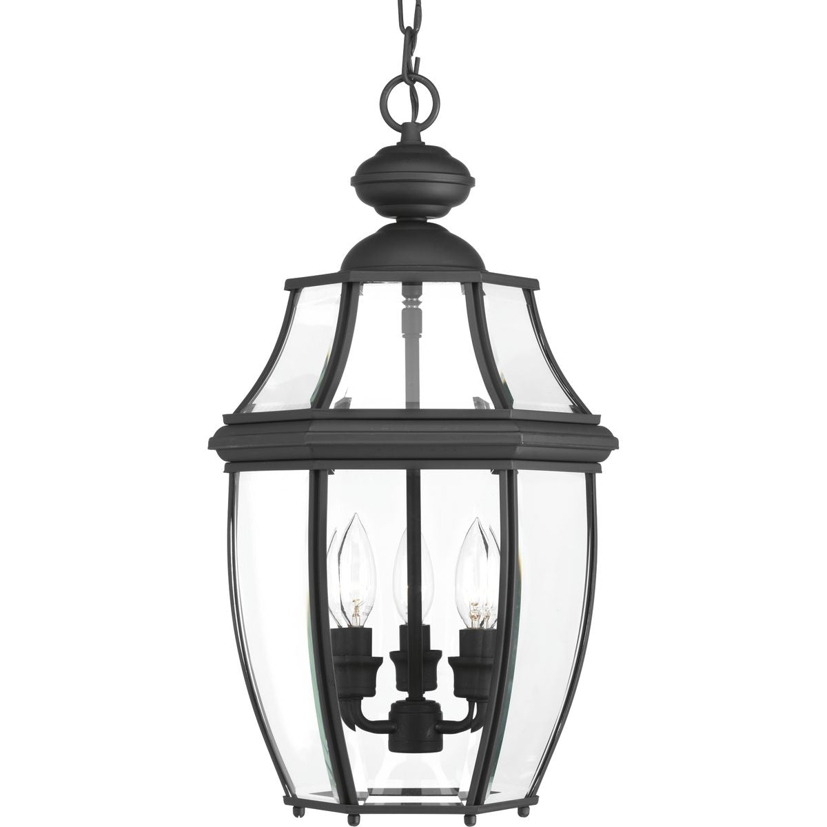 PROGRESS LIGHTING P6533-31 Textured Black New Haven Collection Three-Light Hanging Lantern
