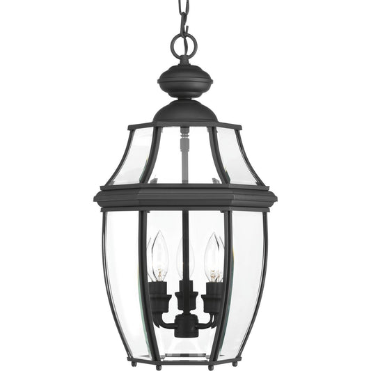 PROGRESS LIGHTING P6533-31 Textured Black New Haven Collection Three-Light Hanging Lantern