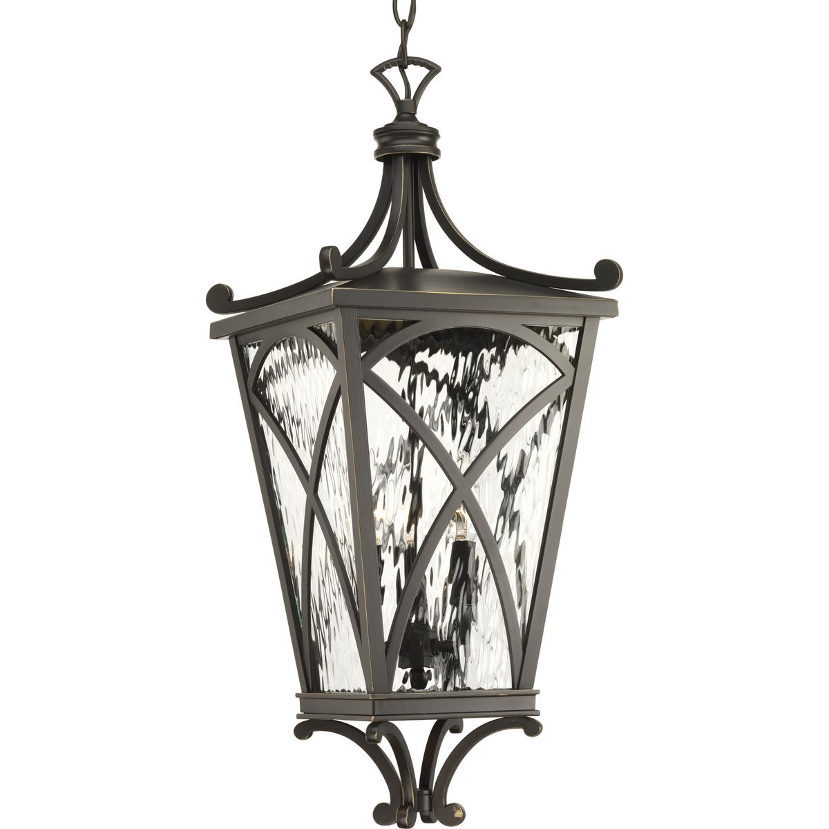 PROGRESS LIGHTING P6542-108 Oil Rubbed Bronze Cadence Collection Three-Light Hanging Lantern