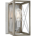 PROGRESS LIGHTING P710012-141 Galvanized Finish Briarwood Collection One-Light Bleached Oak Wood/Galvanized Farmhouse Wall Sconce Light