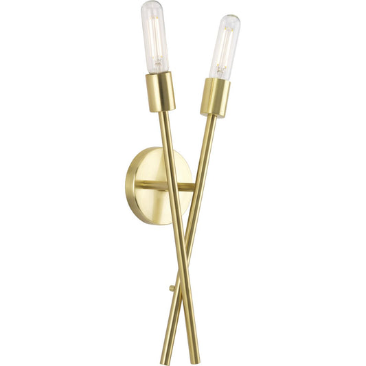 PROGRESS LIGHTING P710027-012 Satin Brass Astra Collection Two-Light 18" Satin Brass Modern Wall Bracket