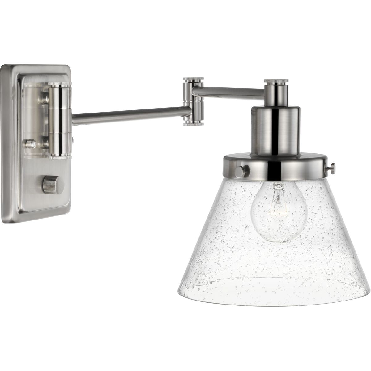PROGRESS LIGHTING P710084-009 Brushed Nickel Hinton Collection Brushed Nickel Swing Arm Wall Light