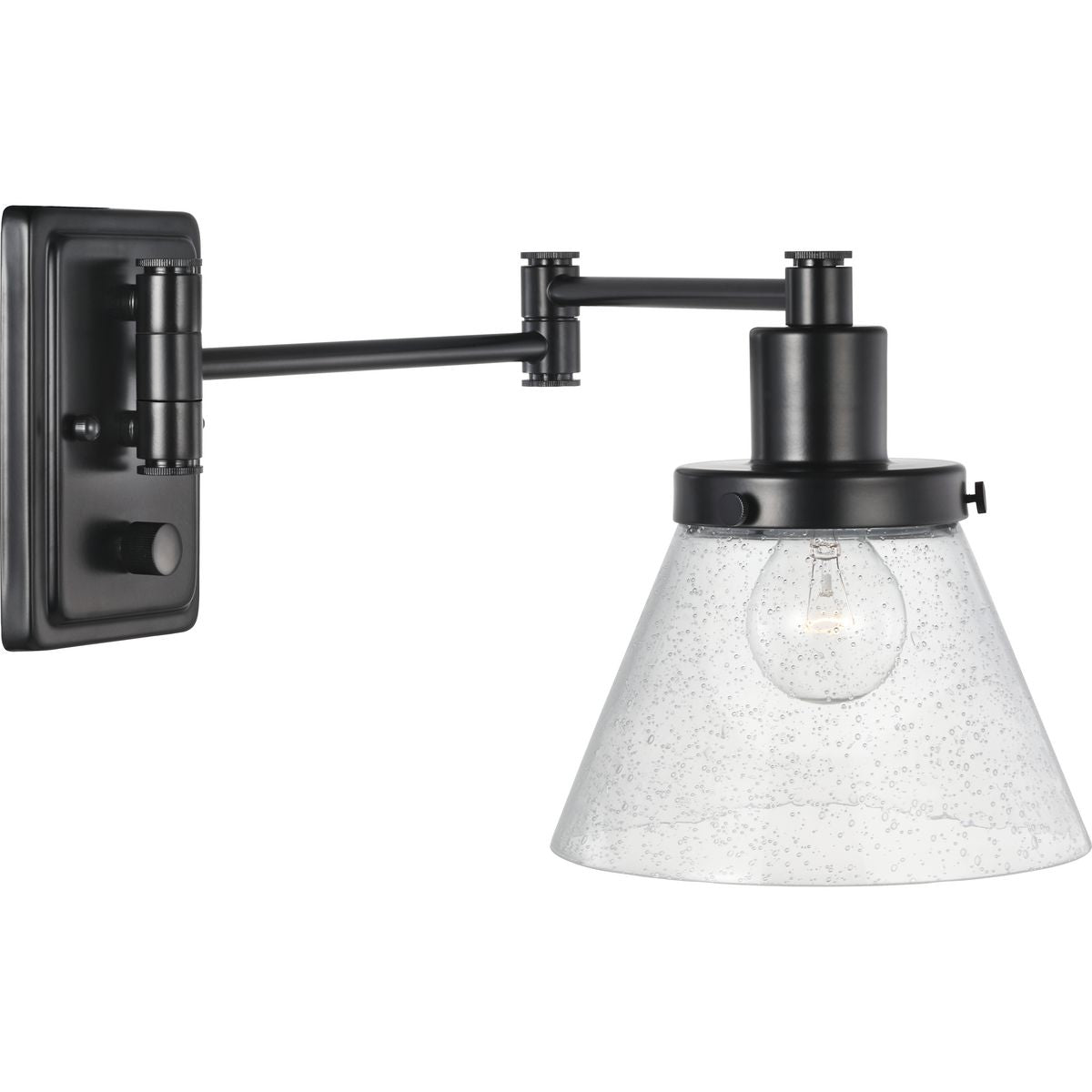 PROGRESS LIGHTING P710084-031 Matte Black Hinton Collection Black Swing Arm Wall Light