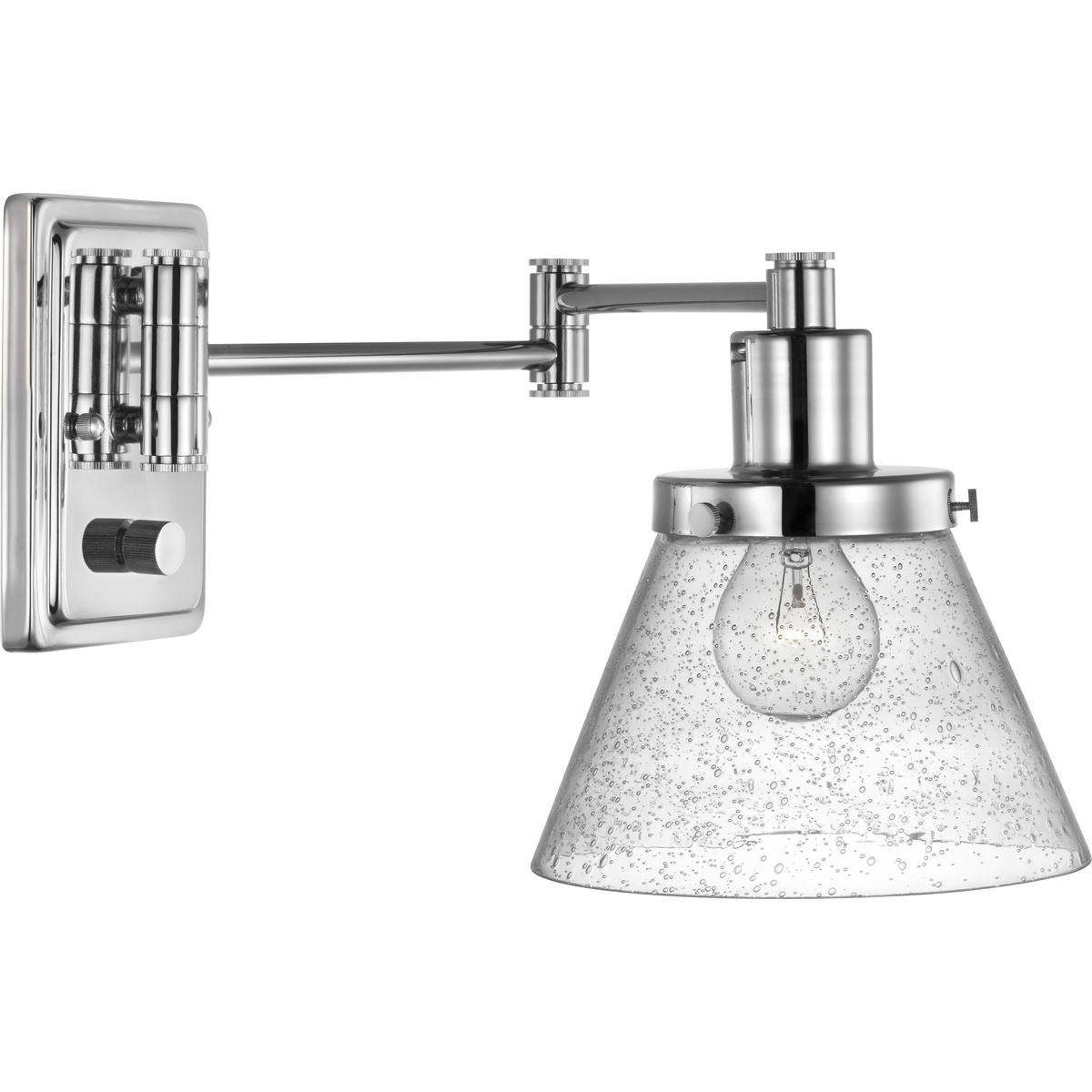 PROGRESS LIGHTING P710084-104 Polished Nickel Hinton Collection Polished Nickel Swing Arm Wall Light