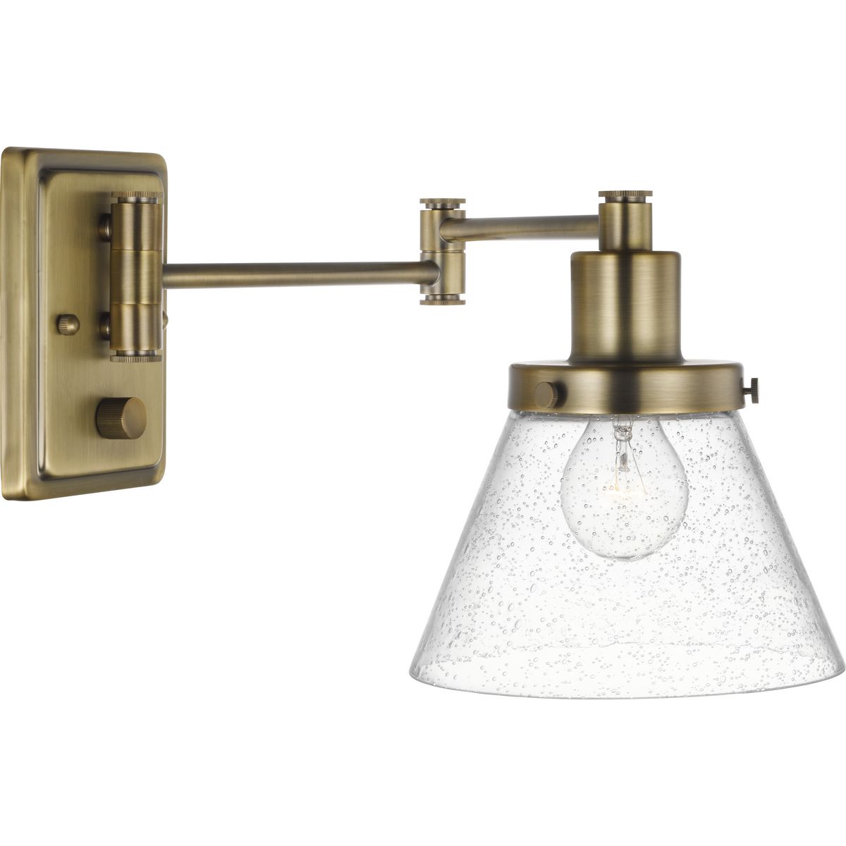 PROGRESS LIGHTING P710084-163 Vintage Brass Hinton Collection Vintage Brass Swing Arm Wall Light