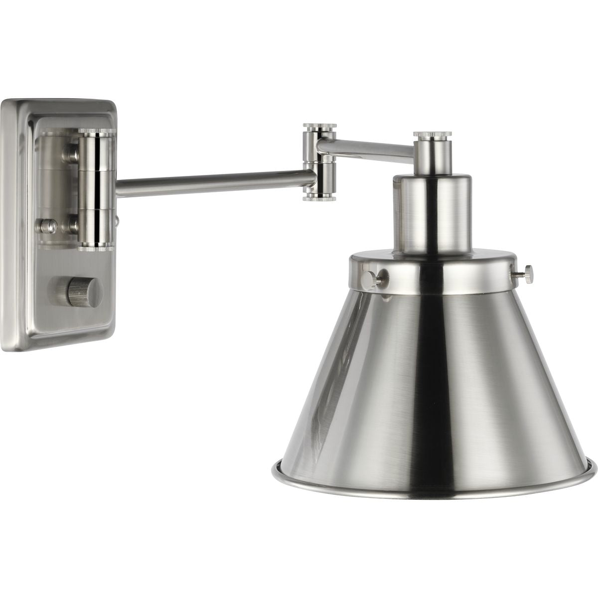 PROGRESS LIGHTING P710085-009 Brushed Nickel Hinton Collection Brushed Nickel Swing Arm Wall Light