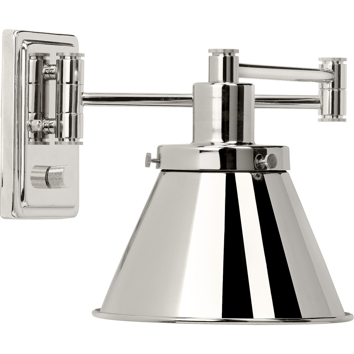 PROGRESS LIGHTING P710085-104 Polished Nickel Hinton Collection Polished Nickel Swing Arm Wall Light