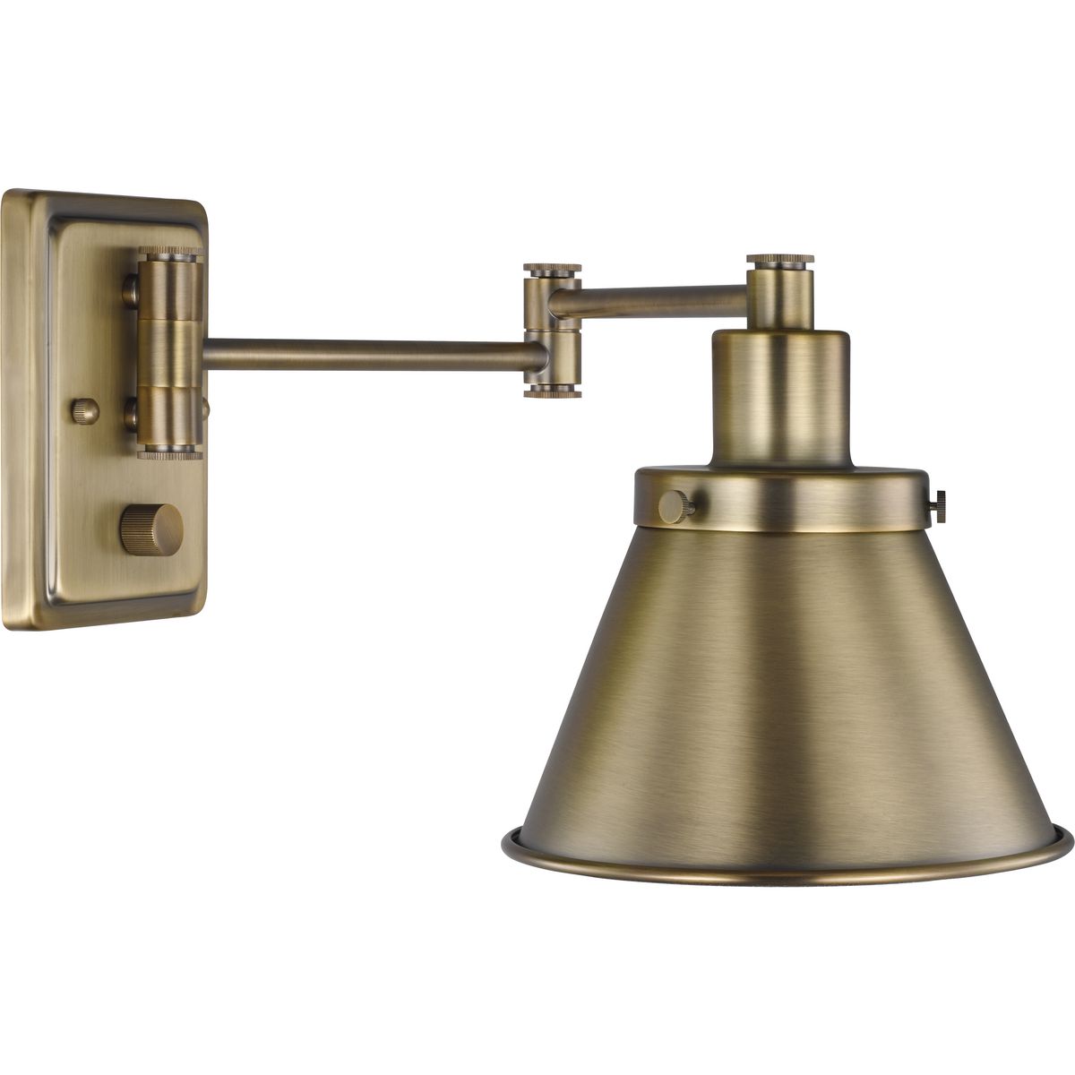 PROGRESS LIGHTING P710085-163 Vintage Brass Hinton Collection Vintage Brass Swing Arm Wall Light