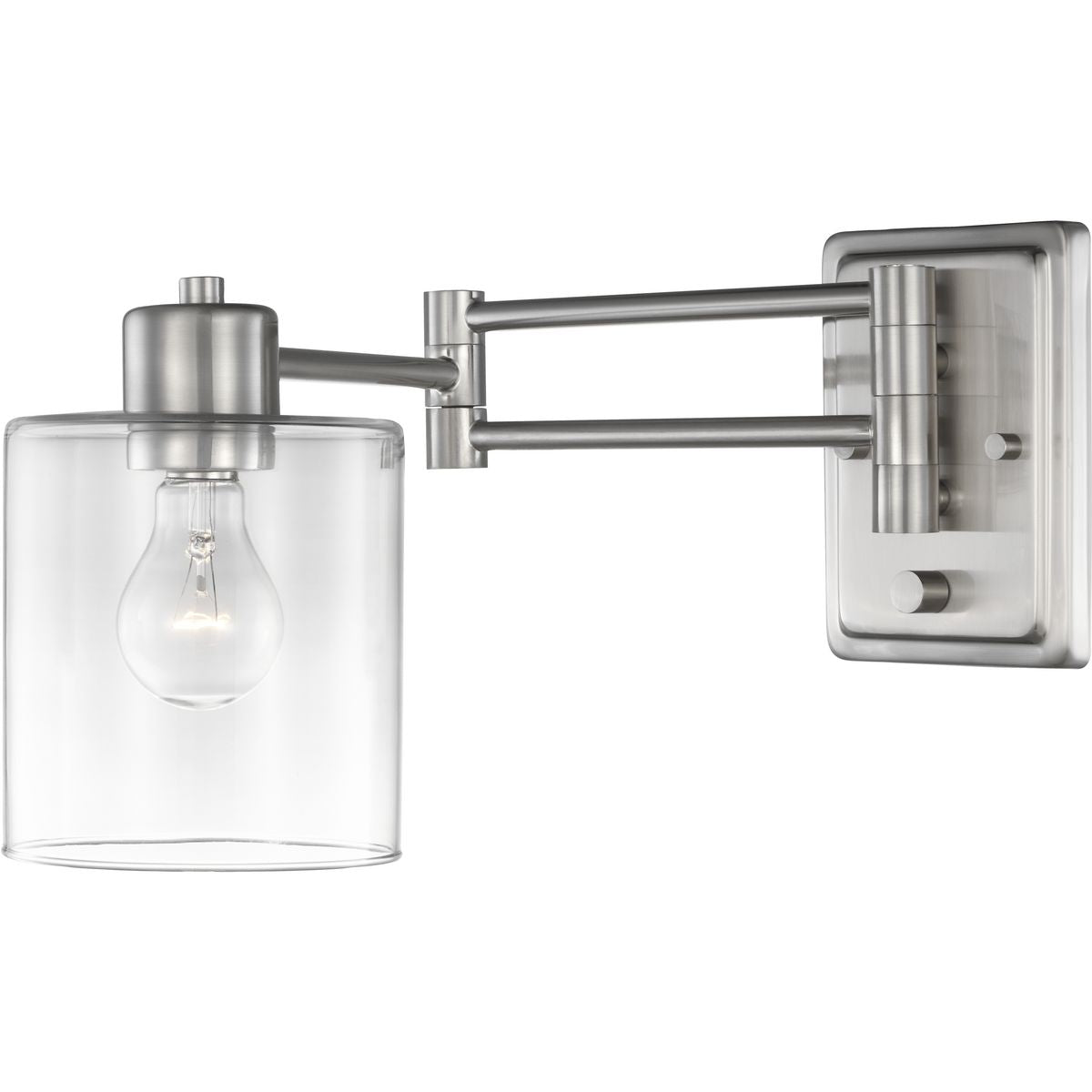 PROGRESS LIGHTING P710086-009 Brushed Nickel Milner Collection Brushed Nickel Swing Arm Wall Light