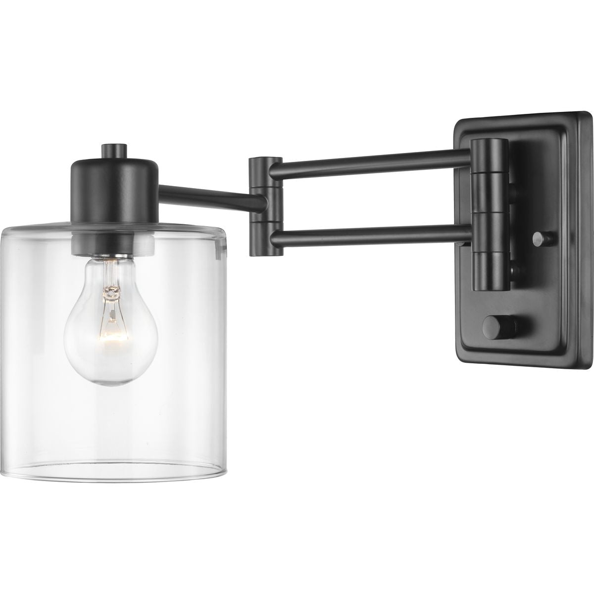 PROGRESS LIGHTING P710086-031 Matte Black Milner Collection Black Swing Arm Wall Light