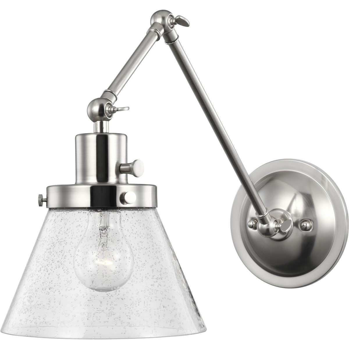 PROGRESS LIGHTING P710094-009 Brushed Nickel Hinton Collection Brushed Nickel Swing Arm Wall Light
