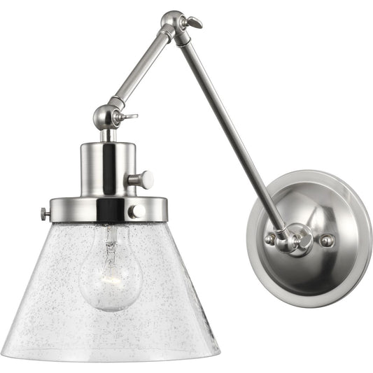 PROGRESS LIGHTING P710094-009 Brushed Nickel Hinton Collection Brushed Nickel Swing Arm Wall Light