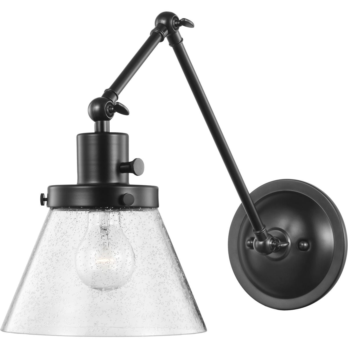 PROGRESS LIGHTING P710094-031 Matte Black Hinton Collection Black Swing Arm Wall Light