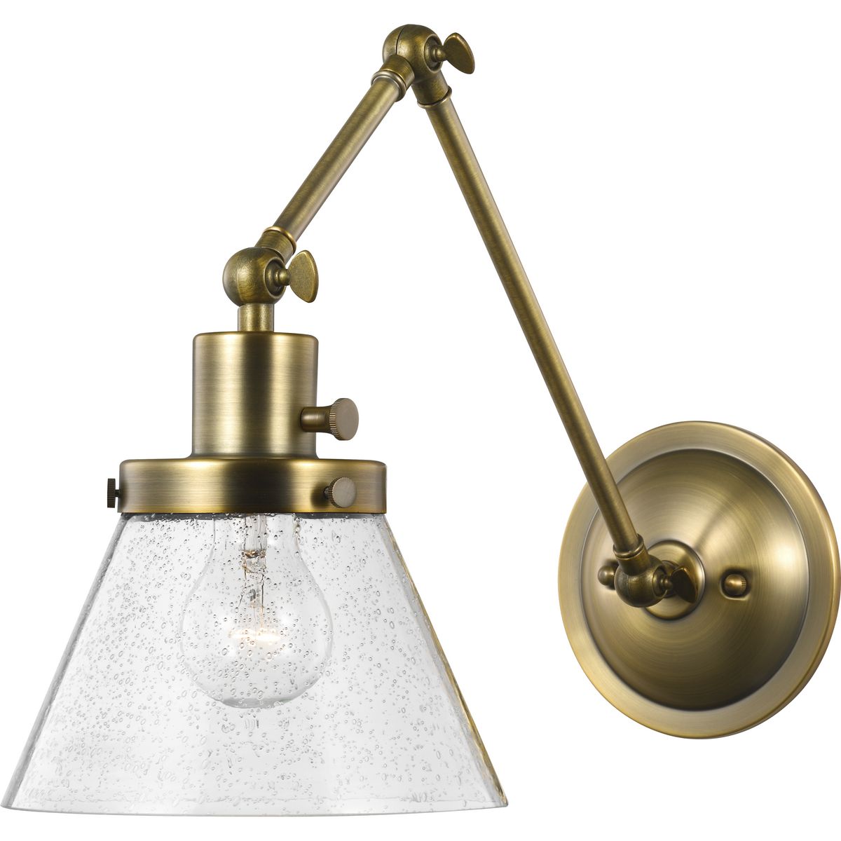 PROGRESS LIGHTING P710094-163 Vintage Brass Hinton Collection Vintage Brass Swing Arm Wall Light