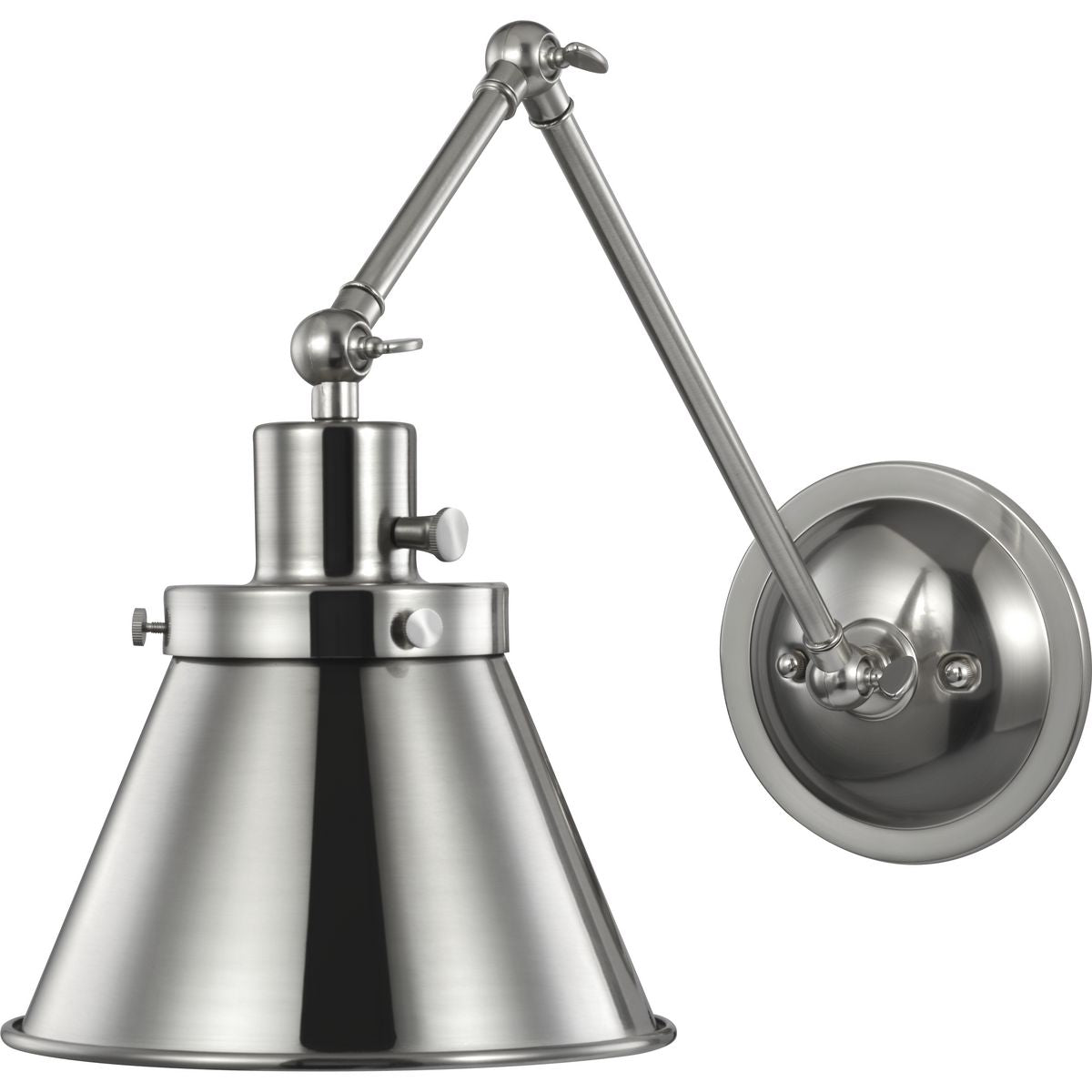 PROGRESS LIGHTING P710095-009 Brushed Nickel Hinton Collection Brushed Nickel Swing Arm Wall Light